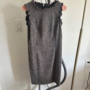 LOFT Black and Gray Midi Dress